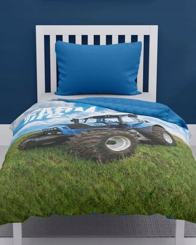 Detexpol Přehoz na postel Traktor blue farm Polyester, 170/210 (DL-555930)