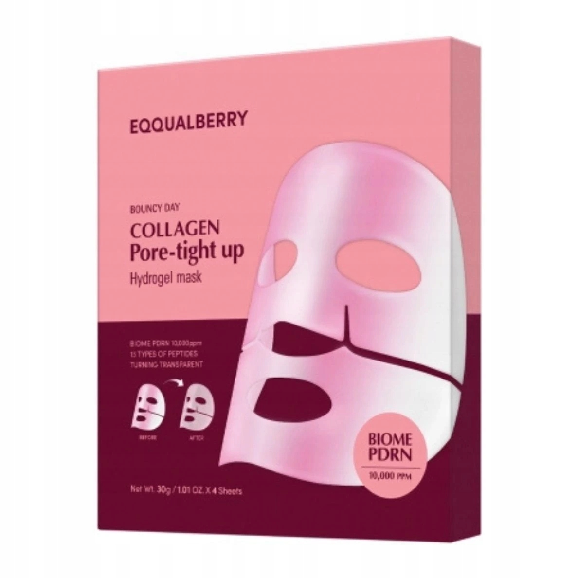 Eqqualberry Masky Pore-Tight Up s kolagenem Zužující póry 4 ks