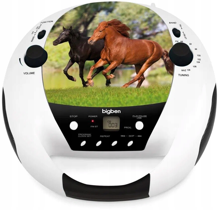 Radiomagnetofon s CD přehrávačem Bigben CD52HORSE, Fm, CD/MP3, kůň