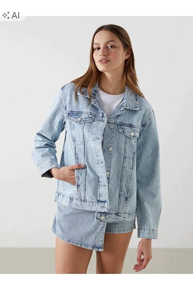 LC Waikiki Dámská Džínová Bunda Z Modré Oversize Džínoviny XXL 5IA