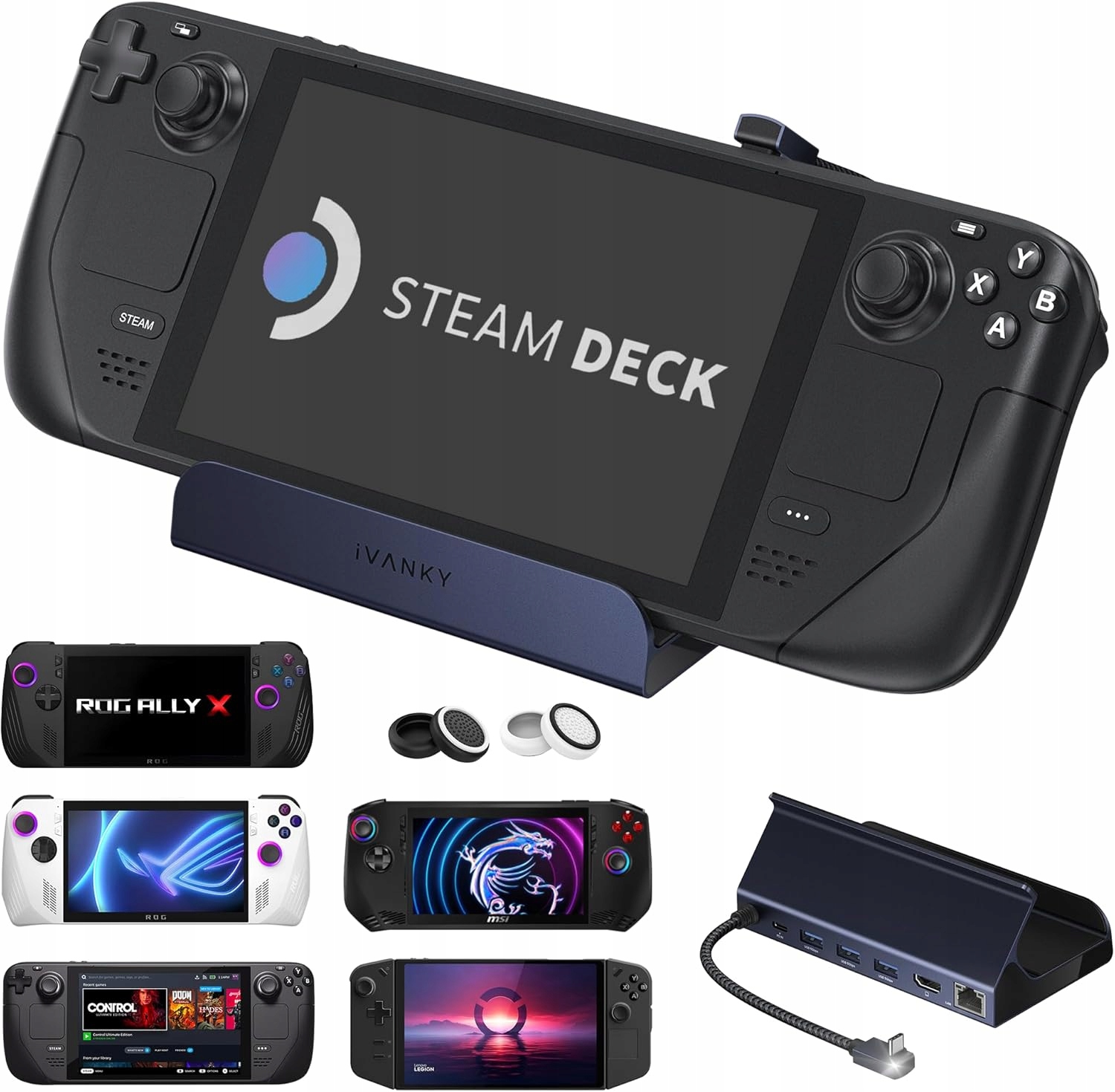 IVANKY Stacja dokująca do Steam Deck/ROG Ally, HDMI 2.1 4K @ 60 Hz, 1 Gbps