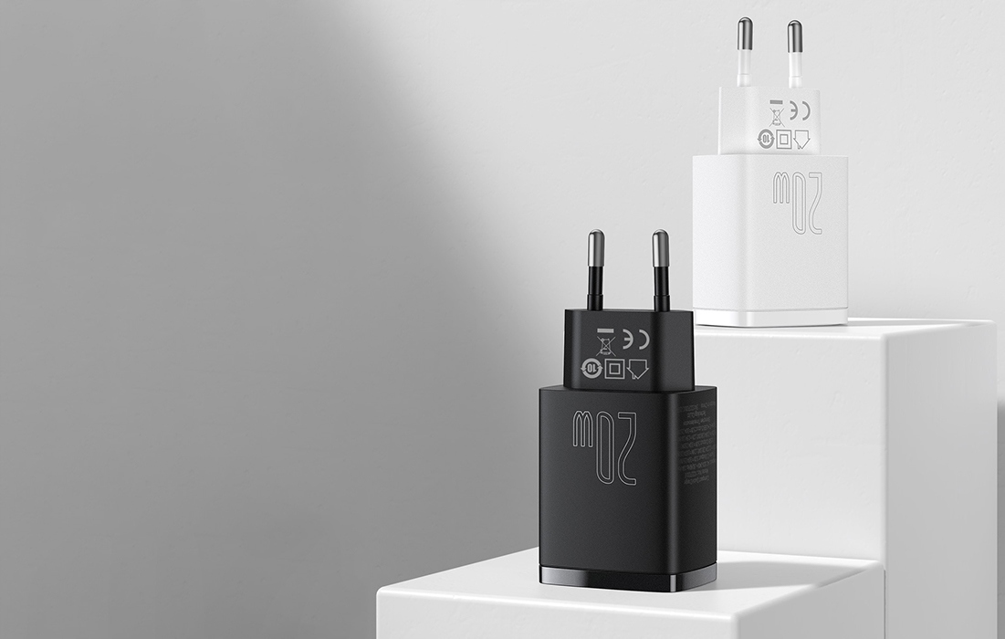 baseus kompaktowa szybka ładowarka, Usb, Usb-c, 20W (biała)