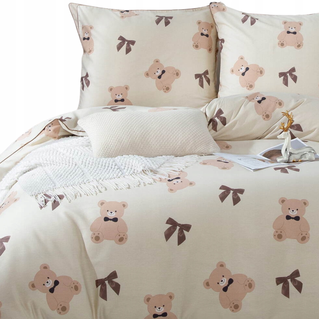 Pościel Z Misiem Komplet 200x200 Satyna 100% Bawełna Printy Teddy