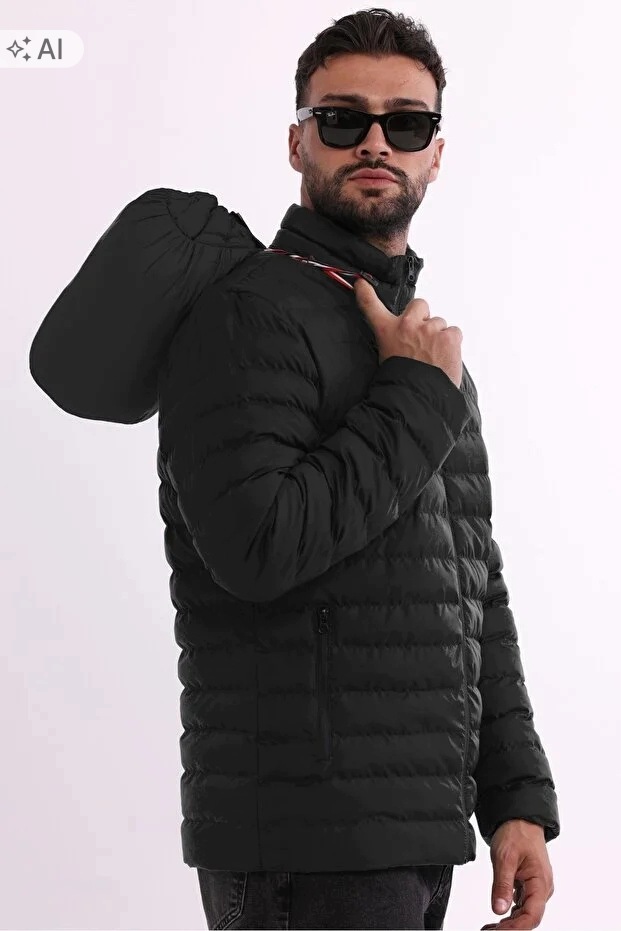 Pánská Černá Prošívaná Sportovní Bunda XL 5IA