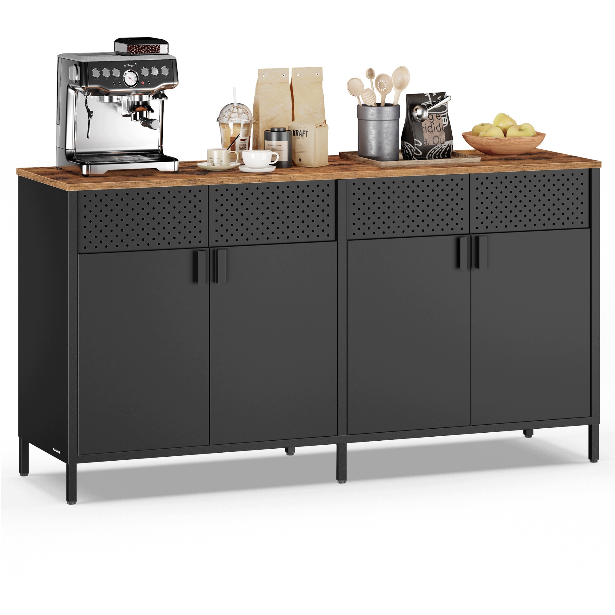 Szafka metalowa Czarne drewno, odcienie brązu 141 x 76 x 40 cm Songmics