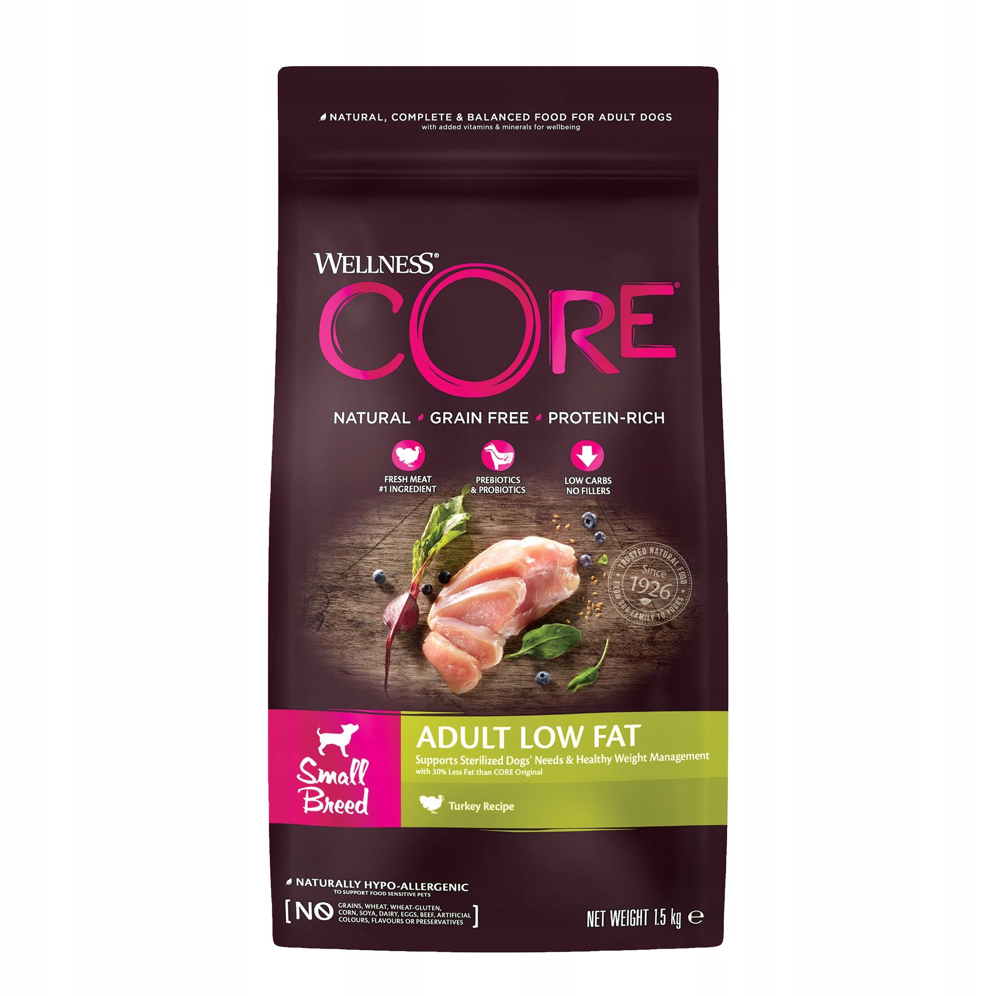 Wellness Core Small Breed Low Fat krmivo pro psy malých plemen krůta
