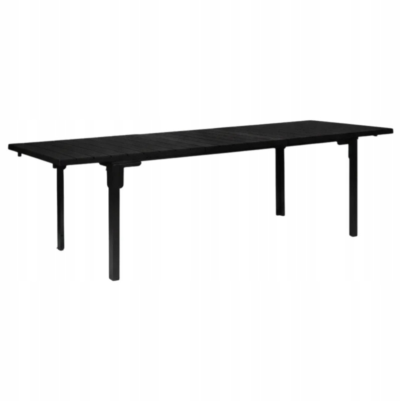 Rozkládací zahradní stůl 180-240 cm pro 12 os. ocel Hdpe černý MultiGarden