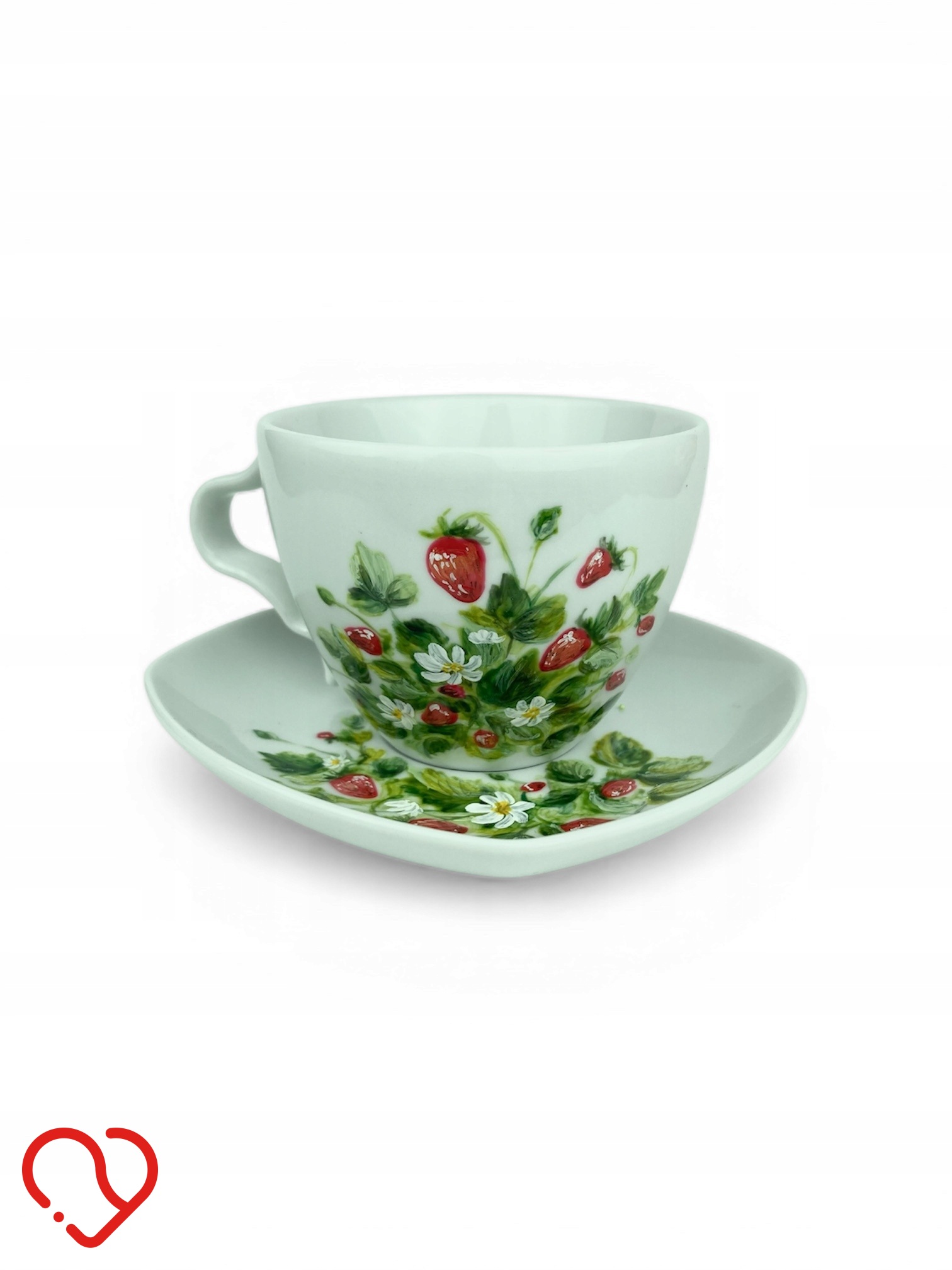 Filiżanka ze spodkiem ręcznie malowana