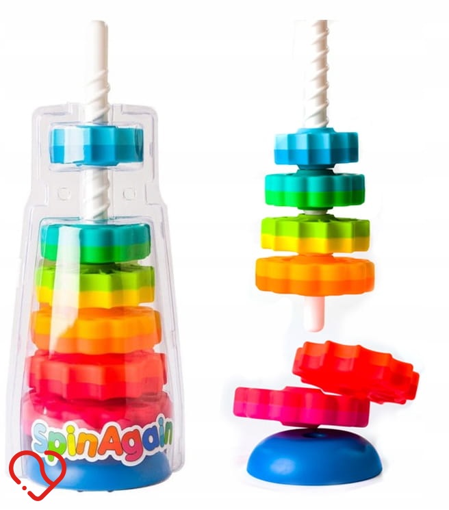 FAT BRAIN TOYS ZAKRĘCONA WIEŻA SPINAGAIN PIRAMIDA SENSORYCZNA SPIN AGAIN