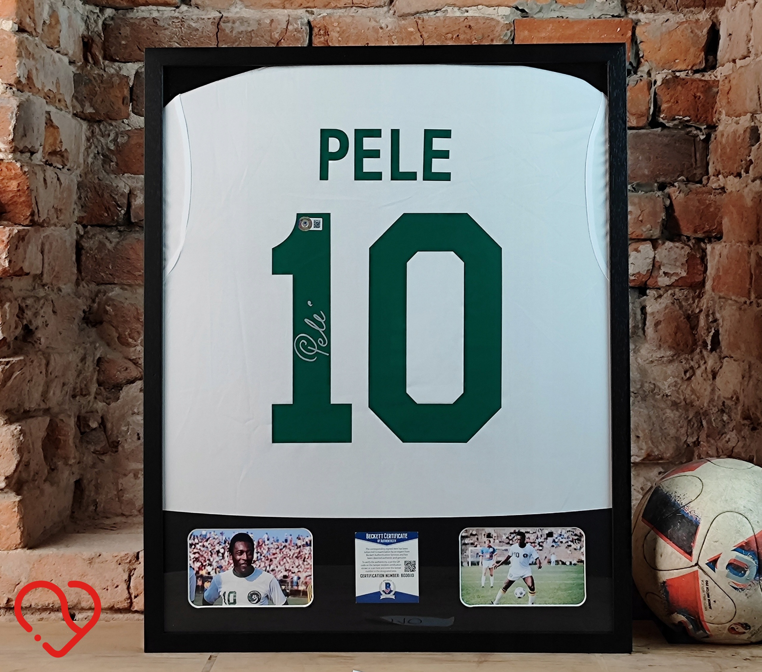 Pele, Santos - koszulka z autografem w ramie (zag)