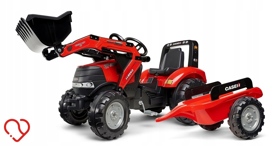FALK TRAKTOR NA PEDAŁY CASE IH Z ŁYŻKĄ I PRZYCZEPKĄ KOPARKA SPYCH 3 LATA+