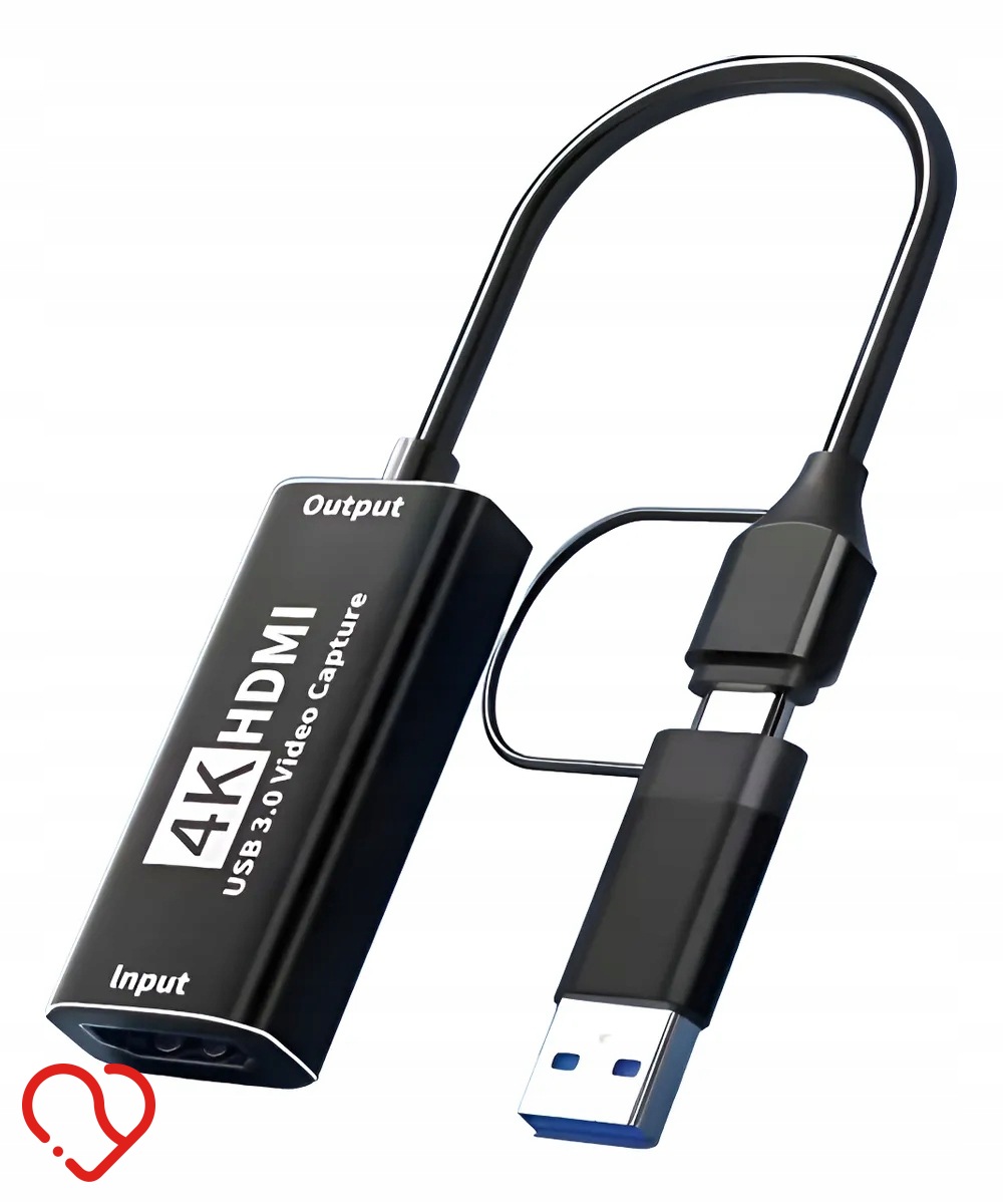 VIDEO GRABBER KONWERTER Z HDMI DO USBA/USBC KARTA PRZECHWYTUJĄCA ADAPTER 4K
