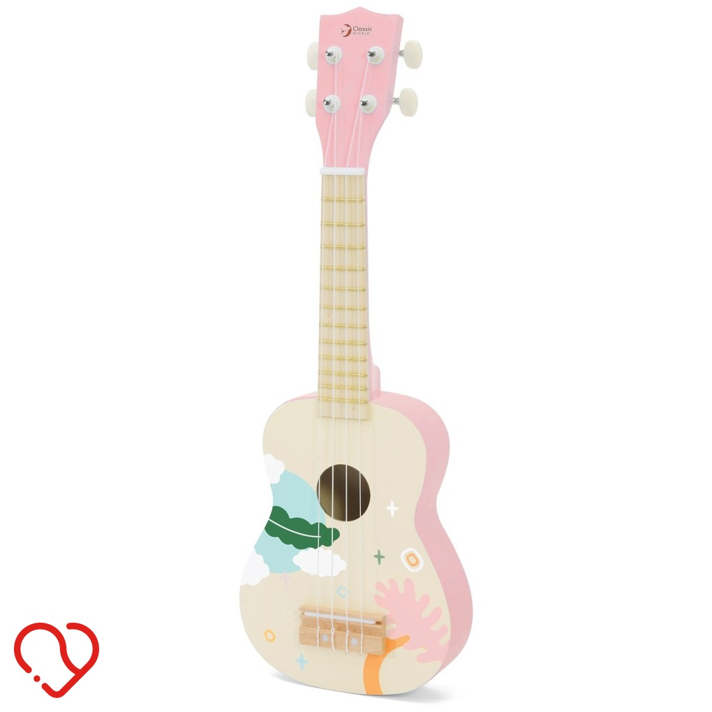 CLASSIC WORLD DREWNIANE UKULELE RÓŻ GITARA INSTRUMENT STRUNOWY DLA DZIECI
