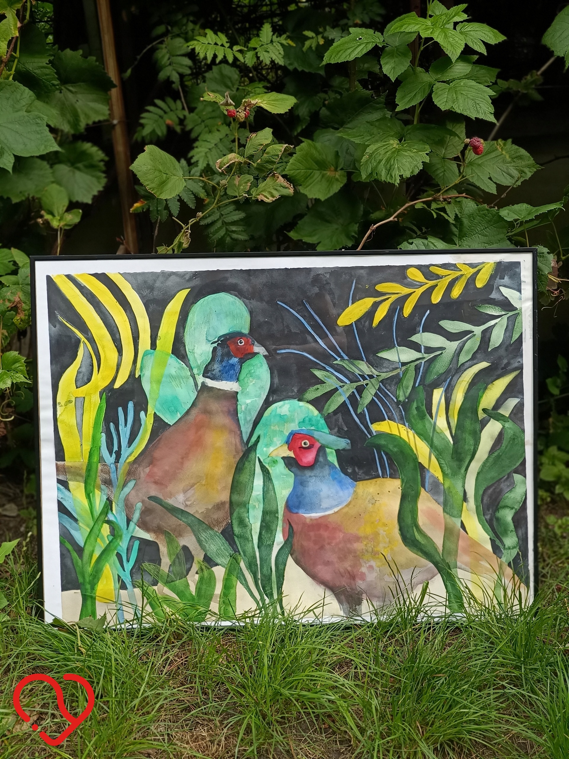 Akwarela 75x55cm, dzikie ptaki