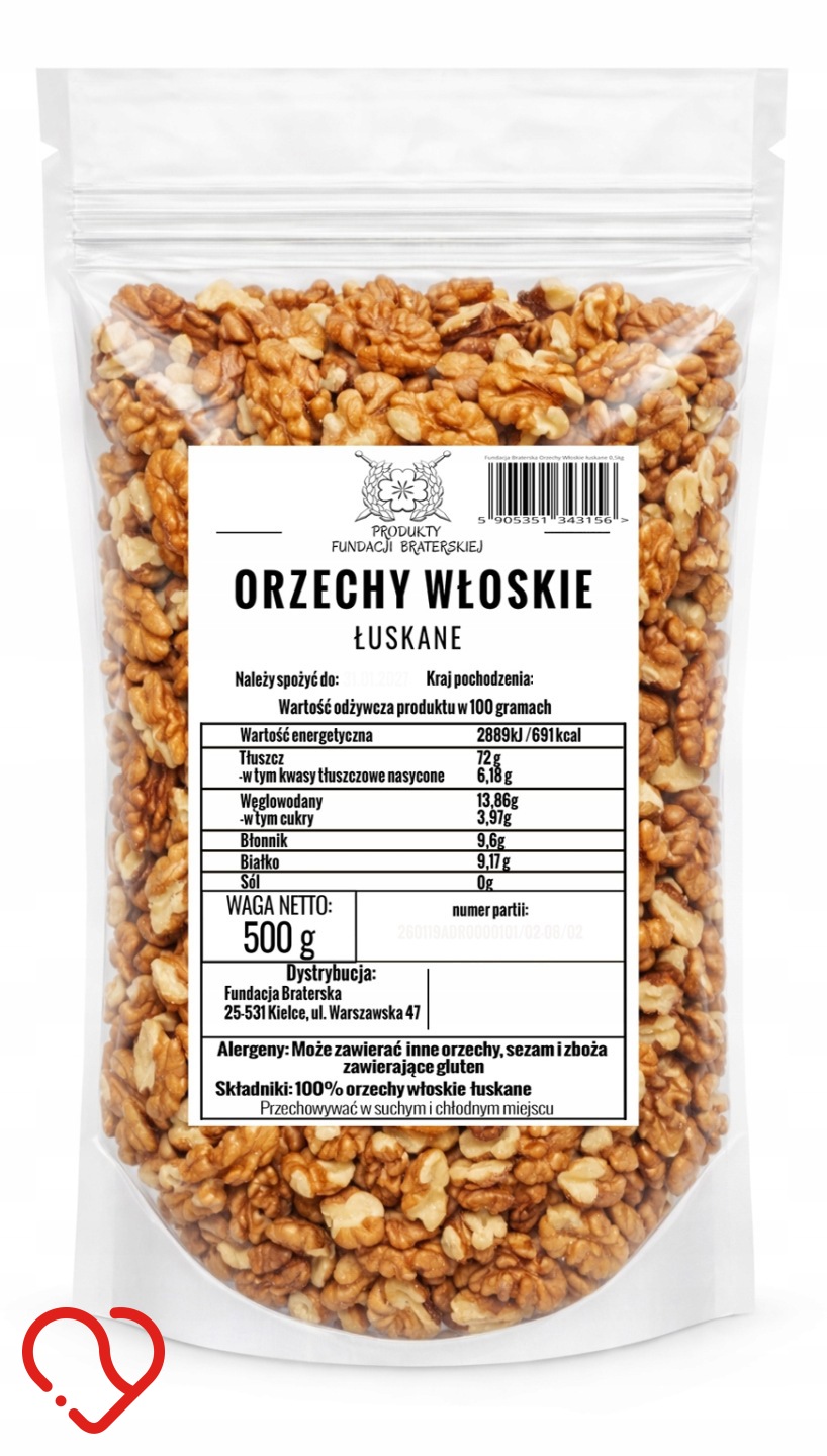 ORZECHY WŁOSKIE ŁUSKANE FUNDACJA BRATERSKA