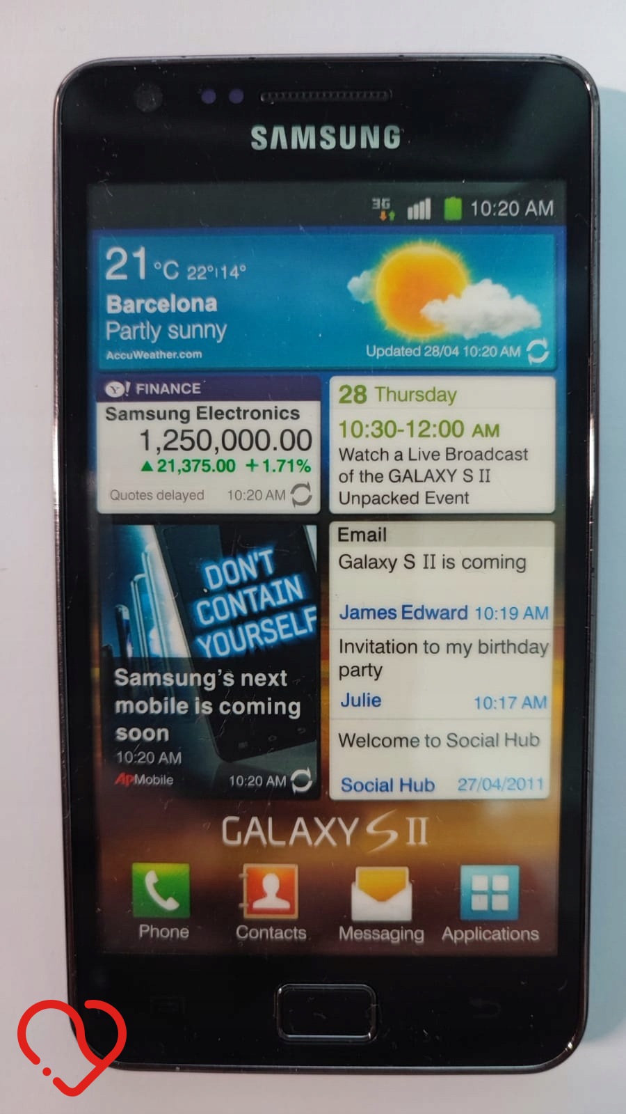 Atrapa eksponat wystawa prezenter smartfon Samsung Galaxy S2 II