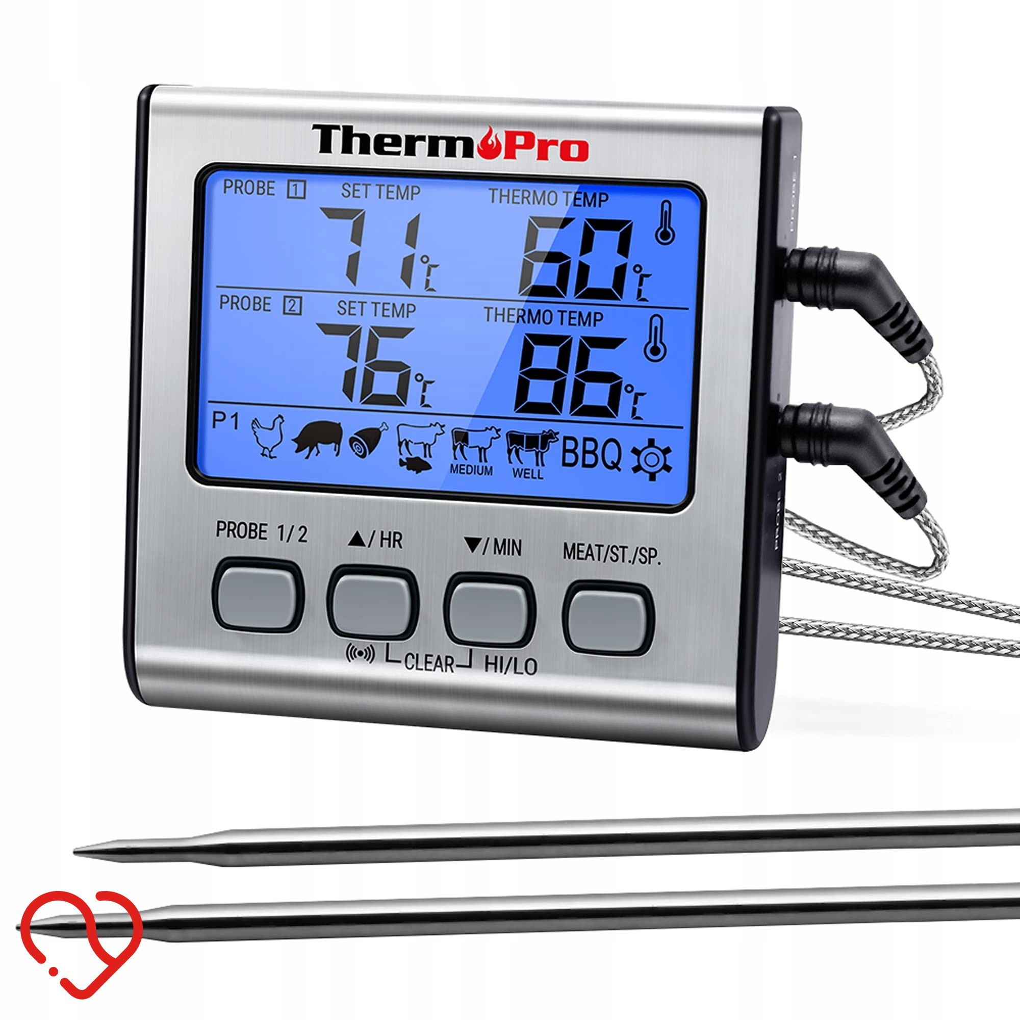 Термометр для пищевых продуктов с 2 зондами ThermoPro TP-17