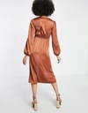 Flounce London sukienka ciążowa midi długi rękaw brązowy rozmiar XXL