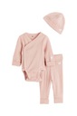 H&M komplet niemowlęcy 3 szt. elementowy różowy rozmiar 68 (63 - 68 cm)