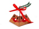 Pudełeczko dekoracyjne piramida motyw świąteczny renifer, Św. Mikołaj, bałwan, skrzat 10szt
