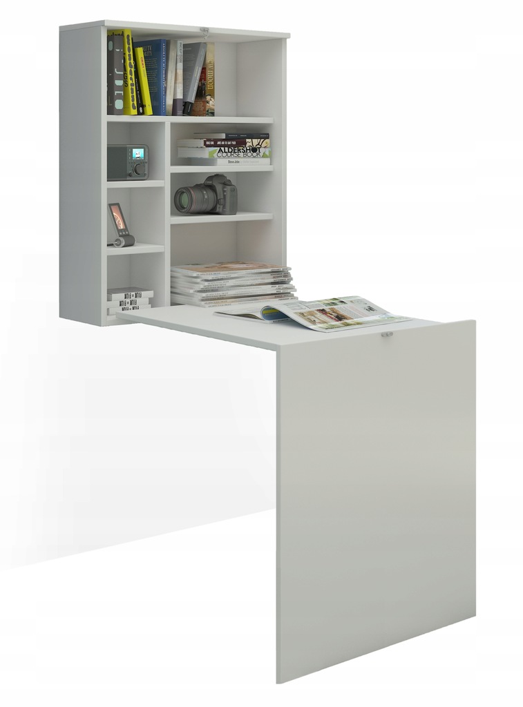 Biurko składane wiszące ścienne Hide biały mat