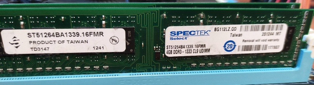 spectec RAM 4GB DDR3 1333MHz PC3-10600 Dimm Pamięć