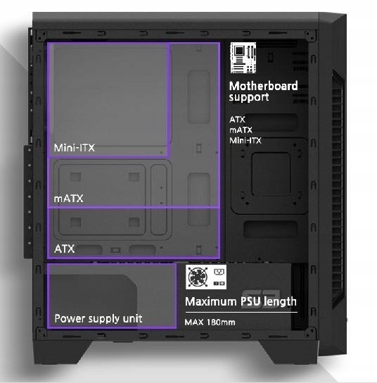 Obudowa S3 ATX Mid Tower PC Case 120mm fan