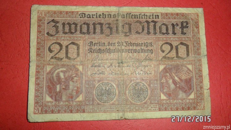 Niemcy - 20 marek z 1918 roku dla WOŚP