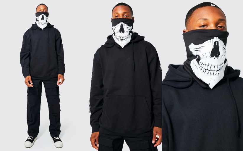 3E0B22 P28 BOOHOOMAN CZARNY KOMIN CZASZKA PRINT