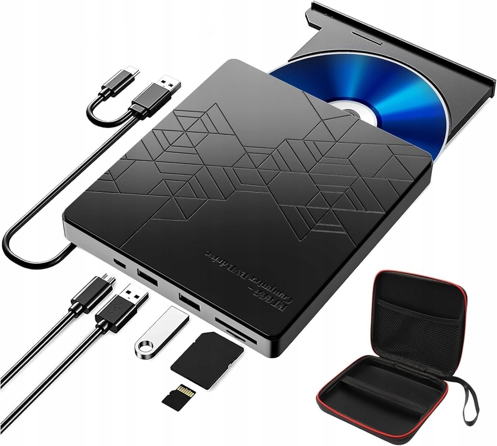 RUIZHI Napęd zewnętrzny CD DVD Odtwarzacz do laptopa Windows 11/10/7 Mac