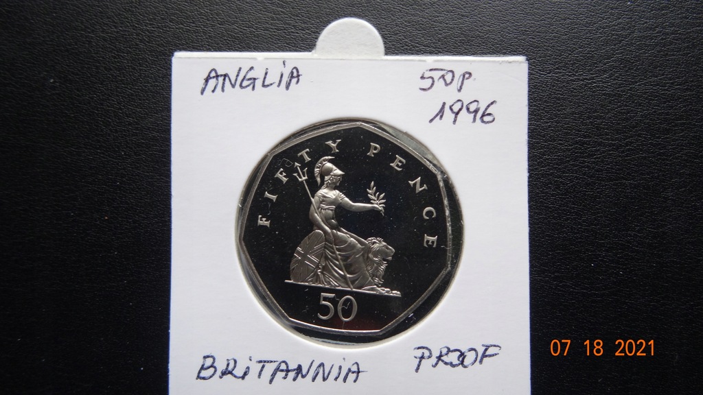 Anglia 50 pensów 1996 Britannia proof