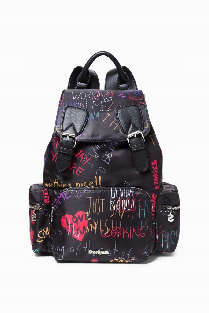 DESIGUAL GRAFFITI plecak czarny z napisami D9 21