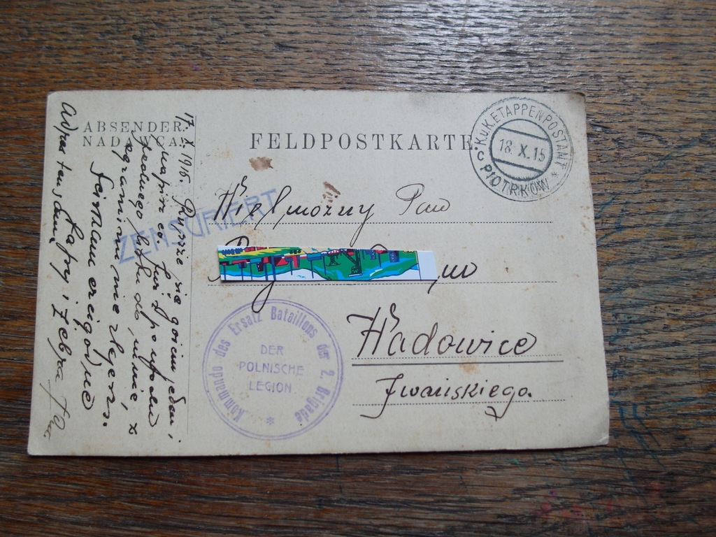 FELDPOST - DER POLNISCHE LEGION - PIOTRKÓW 1915