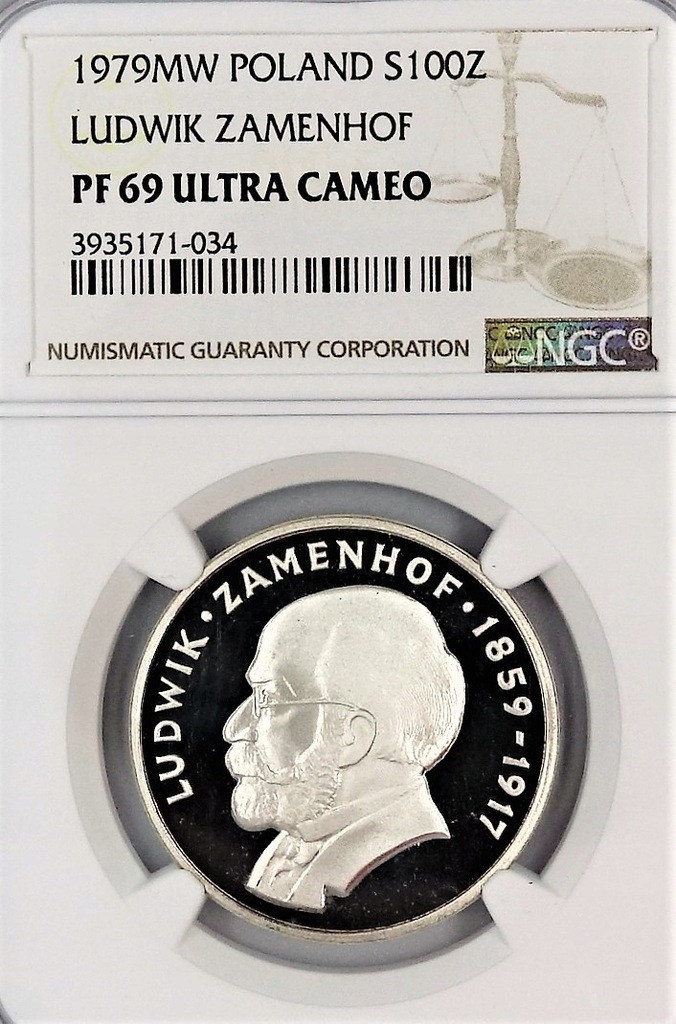 100 zł Ludwik Zamenhof 1979 - NGC PF69