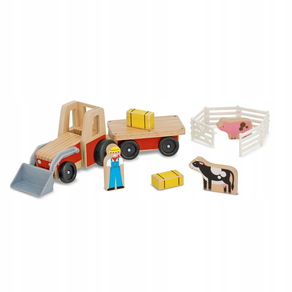 Zabawka dla chłopca Drewniany traktor z figurkami