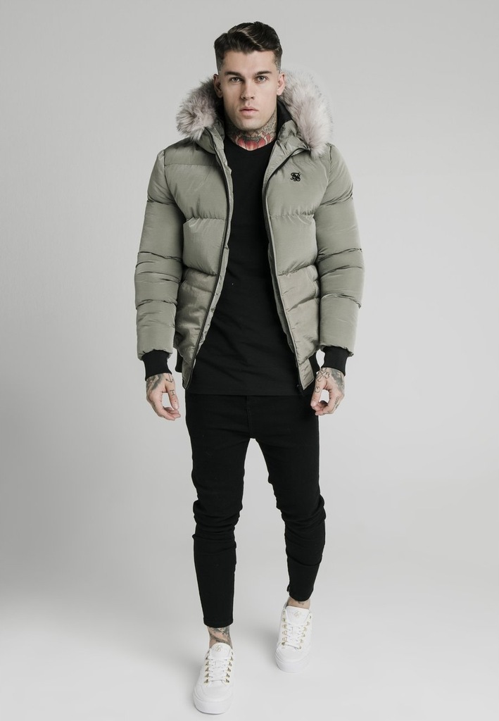 SIKSILK KHAKI KURTKA ZIMOWA PUCHOWA MĘSKA XL ZAB