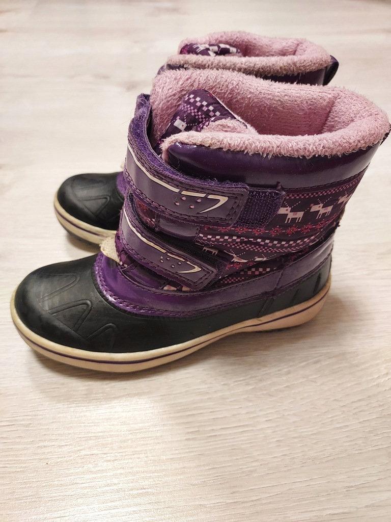 buty dziecięce zimowe śniegowce fioletowe