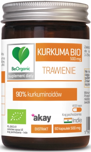 BeOrganic Kurkuma BIO 90%, 500mg x 50 kapsułek Czysty Skład