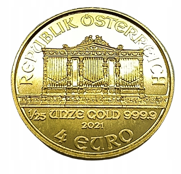Złota moneta Wiedeńscy Filharmonicy, 1/25 oz, 2021