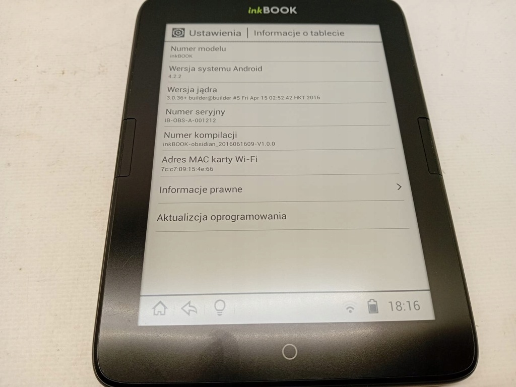 Czytnik E-booków inkBOOK Obsidian 6'' 8GB WiFi wyświetlacz E-Ink czarny
