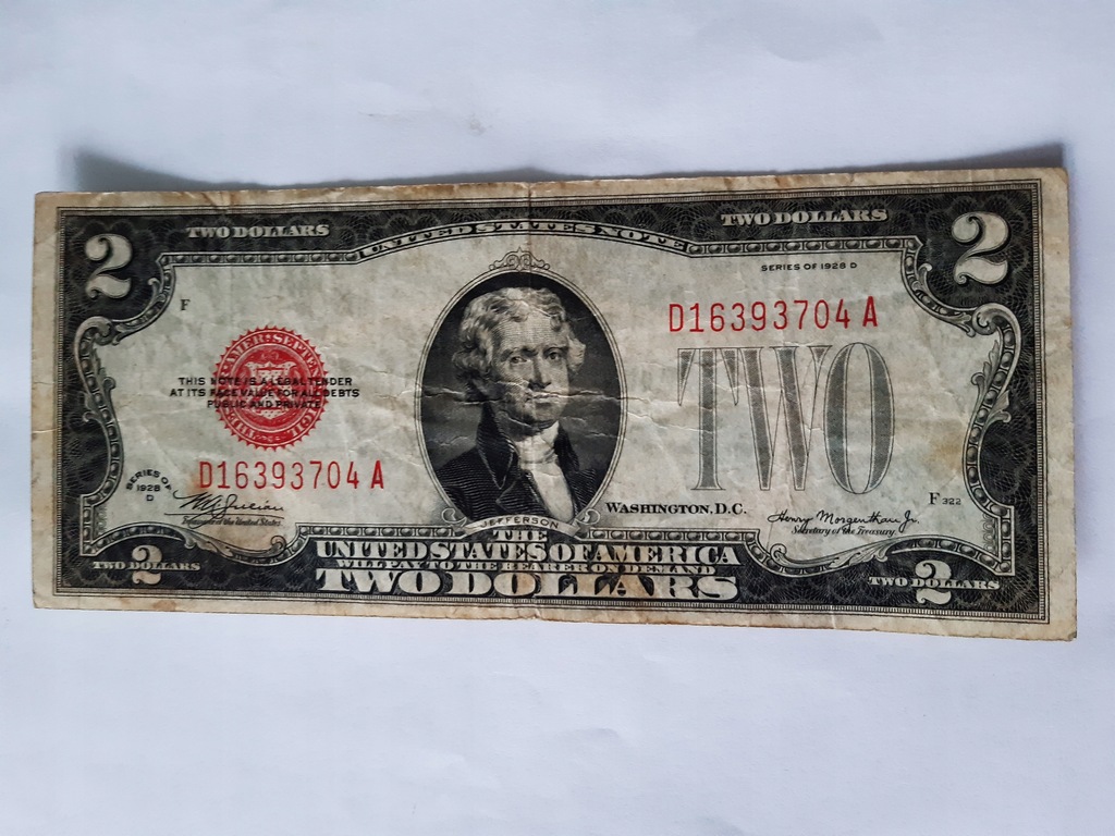 2 $ 1928 D USA UNITED STATES NOTES