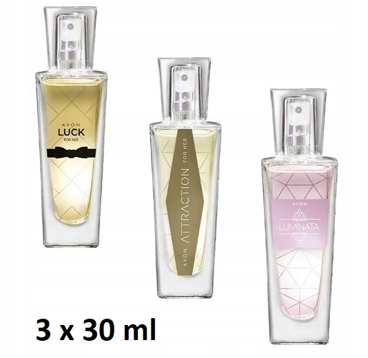 perfumy Avon woda Attraction Luminata Luck 3x30 ml