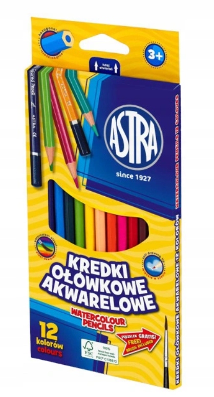 Kredki ołówkowe akwarelowe Astra 12 kolorów