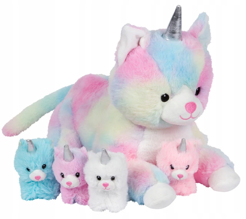 ZESTAW KOTKA PLUSZAK MASKOTKA KOTEK Z MAŁYMI KOTKAMI