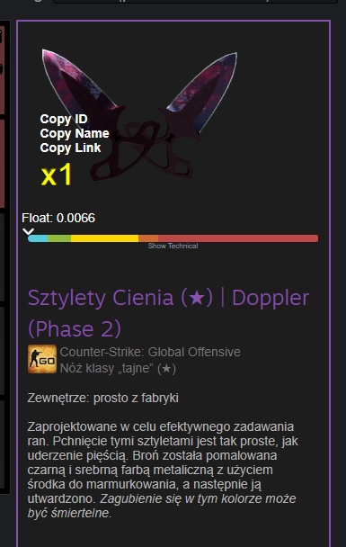 CS GO Sztylety Cienia / Doppler (Phase2)