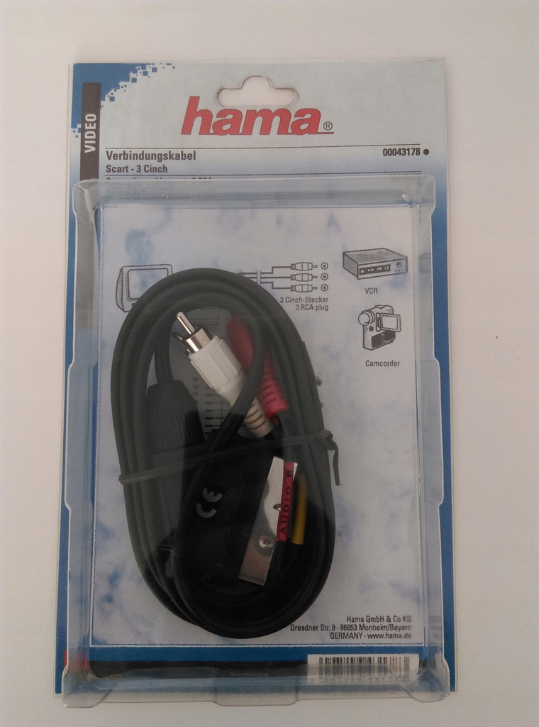 Kabel Hama 3xCinch Scart NOWY