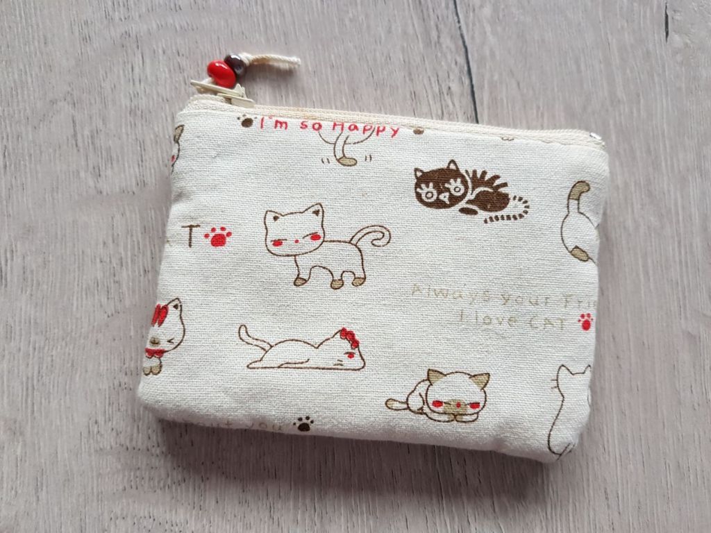 Materiałowa portmonetka w koty Unikat Handmade