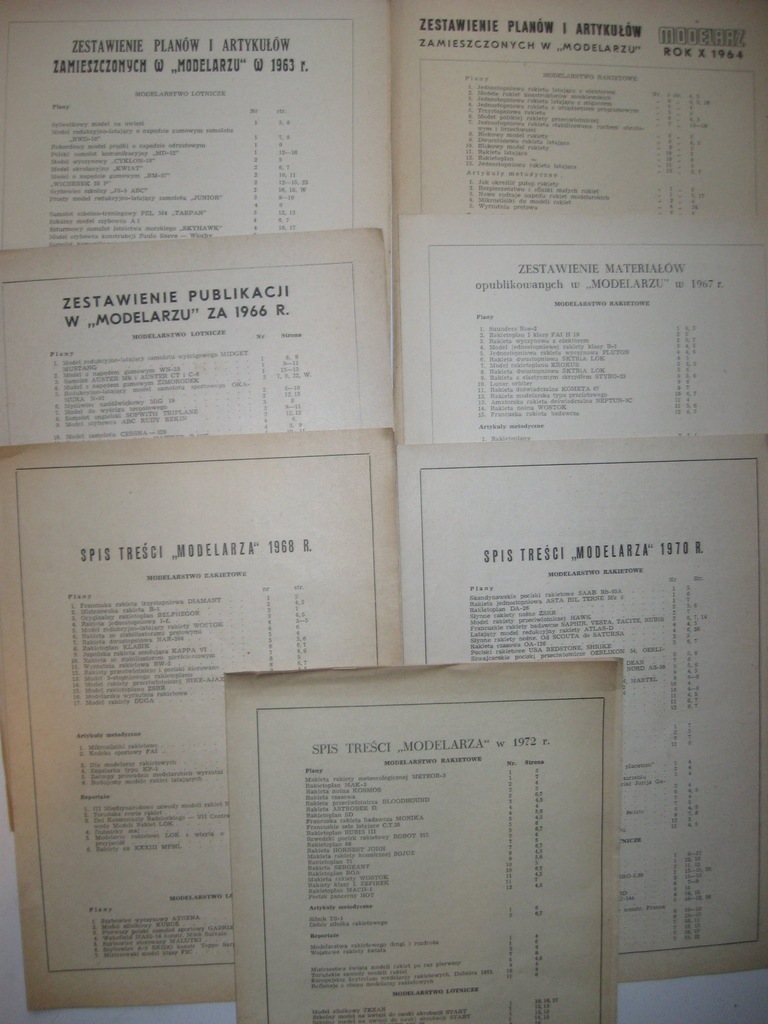 MODELARZ Spis planów i treści 1963- 1972