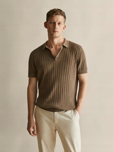 MASSIMO DUTTI T-SHIRTY SWETERKOWY BAWEŁNA__M__3Z