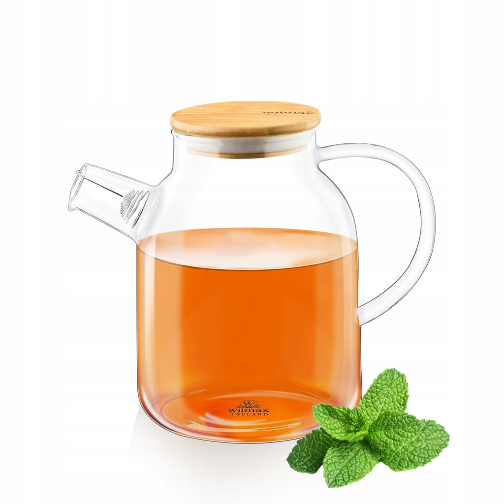 Czajniczek szklany do herbaty i ziół Wilmax 1,6l z bambusową pokrywką